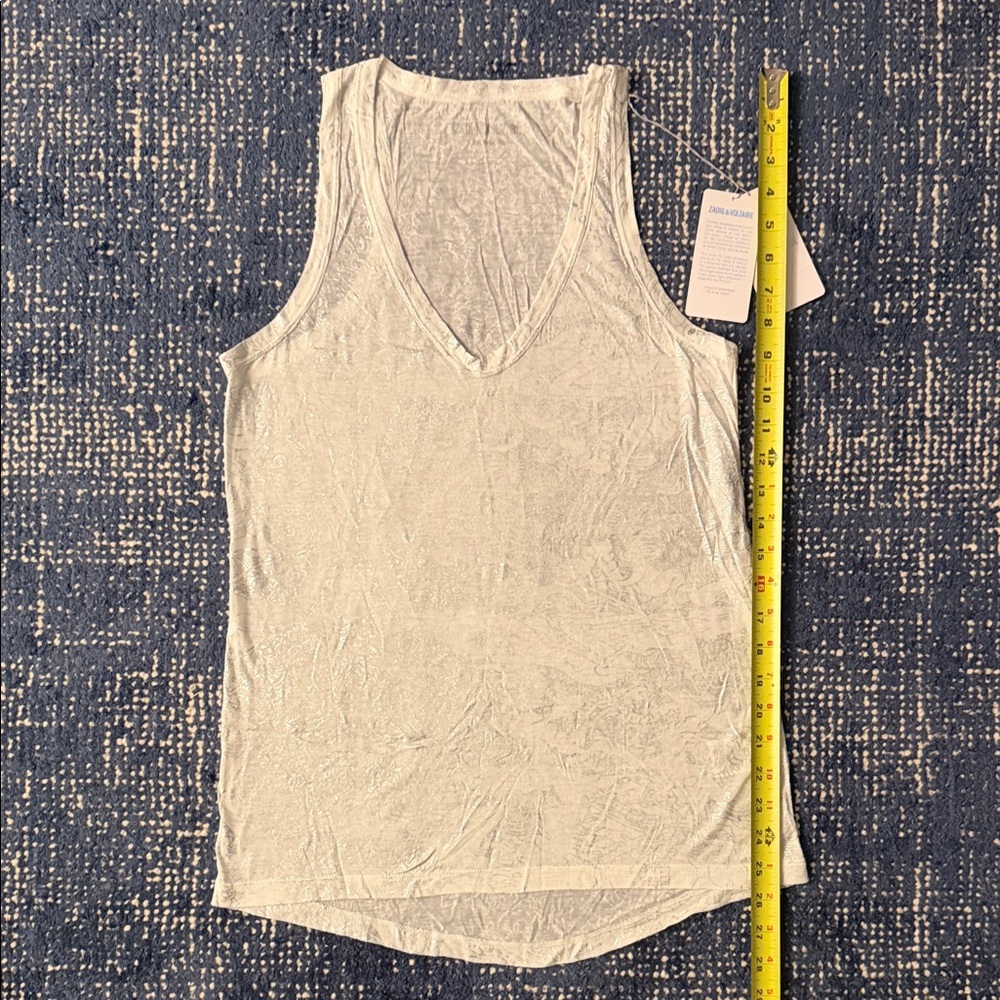 Zadig & Voltaire Silver Crushed V-Neck Tank Top